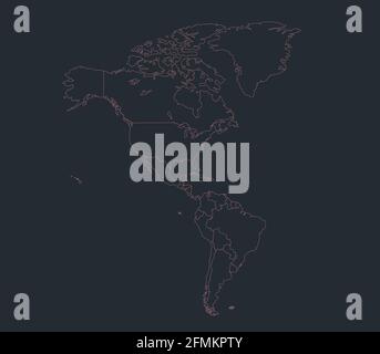 Infografiken Amerika Kartenumriss, flaches Design, Farbe blau blank Stockfoto