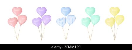 Set aus bunten Herzballons. Stock Vektor