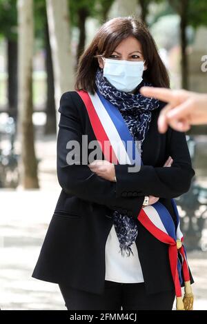 Paris, Frankreich, 10. Mai 2021. Anne Hidalgo erinnert am 10. Mai 2021 im Jardin du Luxembourg in Paris an den Nationalfeiertag der Erinnerungen, den Sklavenhandel, die Sklaverei und ihre Abschaffung. Foto von Stephane Lemouton/Pool/ABACAPRESS.COM Stockfoto