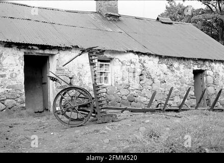 Frühe Fotografie eines Bauernhauses im Auchindrain Outdoor Museum, in der Nähe von Inverarary, Argyll, Schottland. Stockfoto