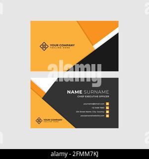 Professionelle zweiseitige Visitenkartenvektorvorlage mit Logo-Platzhalter, Name, Adresse, Telefonnummer, Website und E-Mail Stock Vektor