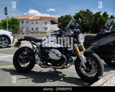 BMW R Nine T geparkt in Malaga, Spanien. Stockfoto