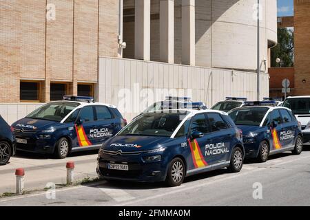 Spanische Polizeiautos in Malaga, Andalusien, Spanien. Stockfoto