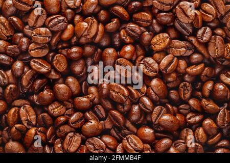 Geröstete Kaffeebohnen Hintergrund Stockfoto