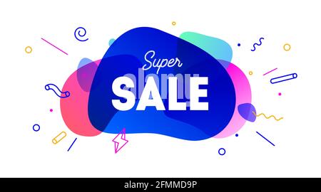 Verkauf, Sprechblase. Banner, Poster, Sprechblase mit Text Super Sale. Geometrischer Stil mit Nachricht Verkauf für Banner, Poster. Explosionssondes Design, Sprechblase. Vektorgrafik Stock Vektor