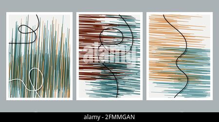 Moderne abstrakte Malerei. Scribble-Effekt. Satz flüssiger geometrischer Formen. Abstrakte handgezeichnete Formen mit Aquarelleffekt. Wohndesign. Moderne Kunst Stock Vektor