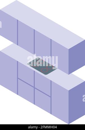 Ikone der modernen Küchenmöbel. Isometrisch von modernen Küchenmöbeln Vektor-Symbol für Web-Design isoliert auf weißem Hintergrund Stock Vektor