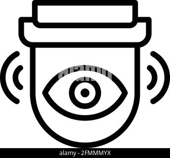 Symbol für zugängliche Außenkamera. Skizzieren Sie das zugängliche Vektorsymbol für Outdoor-Kameras für Webdesign, das auf weißem Hintergrund isoliert ist Stock Vektor