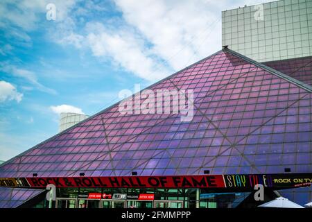 Cleveland, OH, USA - 14. Juli 2018: Eine Ausstellung in der Rock and Roll Hall of Fame Stockfoto