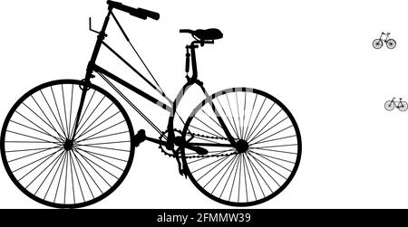 Vintage altes Fahrrad Silhouette isoliert auf weißem Hintergrund Stock Vektor