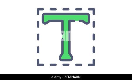 Typografie-Textwerkzeug einzelnes isoliertes Symbol mit flachem Bindestrich oder Gestrichelte Vektorgrafik Stockfoto