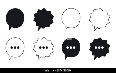 Sprechblase und Chat-Symbole in Schwarz-Weiß eingestellt Stock Vektor