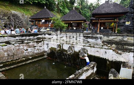 Goa Gajah (Elefantenhöhle) Tempelkomplex und Heiligtum in der Nähe von Ubud, Bali, Indonesien. Stockfoto