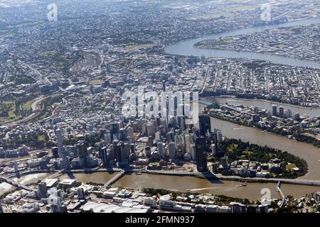 Luftaufnahme von Brisbanes Innenstadt. Stockfoto