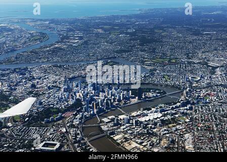 Luftaufnahme von Brisbanes Innenstadt. Stockfoto