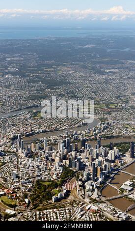 Luftaufnahme von Brisbanes Innenstadt. Stockfoto