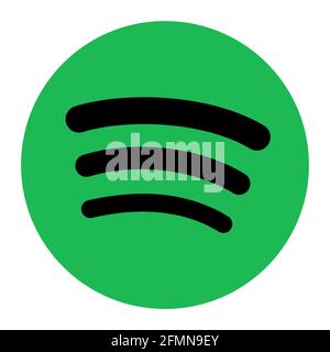 Vinnytsia, Ukraine - 5. Mai 2021: Spotify Vektorlogo. Symbol für Musik und Podcasts. Redaktionssymbol. Stock Vektor