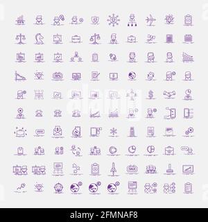 100 Modern Business Gradient Outline Icon Set Vector Stock Vektor