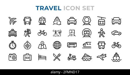 Reise- und Fahrzeugsymbol einstellen Vektor Stock Vektor