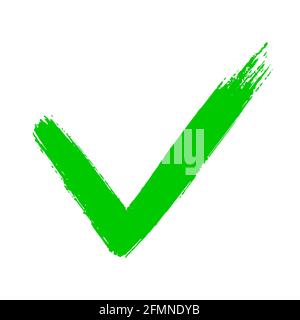 Schmutzige grunge Hand gezeichnete Tick V mit Pinselstriche Vektorgrafik. Stock Vektor