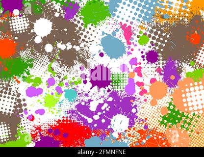 Der Hintergrund besteht aus bunten Farbflecken. Vektorgrafik Stock Vektor