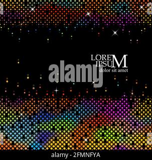 Dunkler Hintergrund mit hellen, mehrfarbigen Punkten. Vektorgrafik Stock Vektor