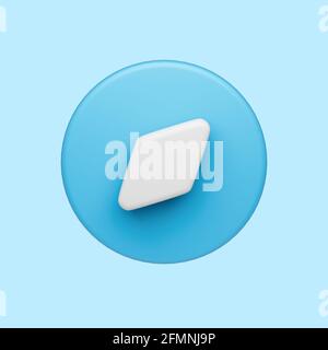 einfache 3d-Kompass-Symbol isolierte Abbildung auf pastellblauem Hintergrund. Realistisches 3d-Rendering in hoher Qualität Stockfoto