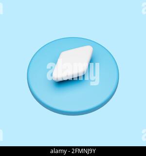 einfache 3d-Kompass-Symbol isolierte Abbildung auf pastellblauem Hintergrund. Realistisches 3d-Rendering in hoher Qualität Stockfoto