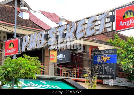 Kneipenstraße in Siem Reap Kambodscha Stockfoto