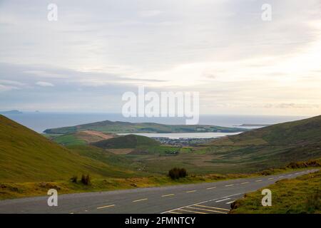 Ein Blick vom Conor Pass auf der Halbinsel Dingle in Irland Stockfoto