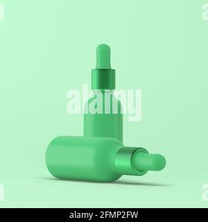 Einfache Pipettenflasche 3d-Illustration auf pastellfarbenem Boden Feind Medizin und Schönheit. Minimalkonzept. Stockfoto