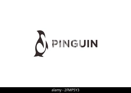 Pinguin-Abbildung. Kreative Tier-Logo-Inspiration. Kann als Symbole, Markenidentität, Symbole oder andere verwendet werden. Farbe und Text können in Übereinstimmung geändert werden Stock Vektor