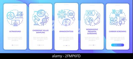 Genetische Krankheiten testen Marine Onboarding mobile App Seite Bildschirm mit Konzepte Stock Vektor
