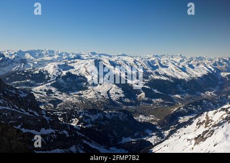 Die sieben schneebedeckten churfirsten Berge im Winter fotografiert vom Mountain santis Stockfoto