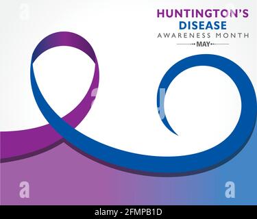 Vektor-Illustration des Monats des Morbus Huntington, der im Mai beobachtet wurde. Es ist eine progressive Gehirnstörung, die unkontrollierte Bewegungen verursacht, emot Stock Vektor