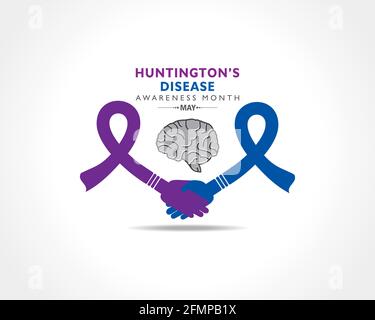 Vektor-Illustration des Monats des Morbus Huntington, der im Mai beobachtet wurde. Es ist eine progressive Gehirnstörung, die unkontrollierte Bewegungen verursacht, emot Stock Vektor