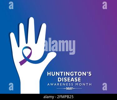 Vektor-Illustration des Monats des Morbus Huntington, der im Mai beobachtet wurde. Es ist eine progressive Gehirnstörung, die unkontrollierte Bewegungen verursacht, emot Stock Vektor