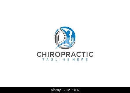 Chiropraktisches Logo-Design. Logo-Vorlage für den Rücken. Symbol „Wirbelsäule“. Backbone-Symbol. Stock Vektor