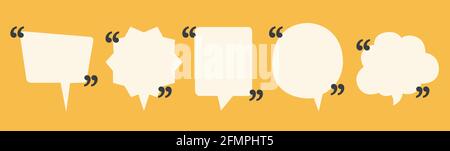 Satz leerer Sprechblasen-Anführungszeichen. Flacher Vektor Stock Vektor