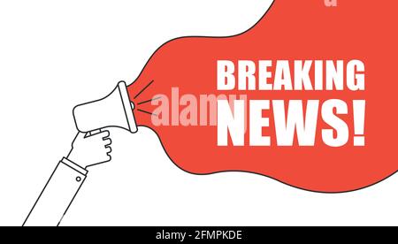 Megaphone Hand, Geschäftskonzept mit Text Breaking News, Vector Stock Vektor