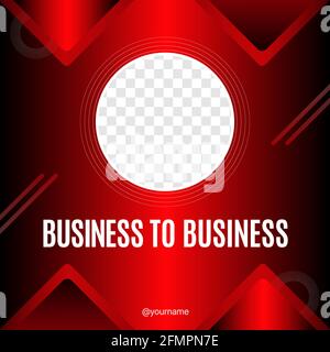 Rotes dynamisches Business-to-Business-Banner für Social Media. Entwerfen Sie Ihr Kontoposter. Kreative Webvorlage mit transparentem Hintergrund. Vektorgrafik Stock Vektor