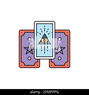 Farbliniensymbol für Tarot-Karten. Isoliertes Vektorelement. Skizzieren Sie das Piktogramm für Webseite, mobile App, Promo Stock Vektor