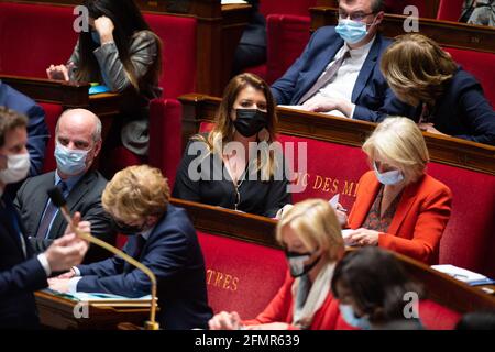 Der französische Delegierte für Staatsbürgerschaft, der der Innenministerin Marlene Schiappa während einer Fragestunde an die Regierung bei der Nationalversammlung am 11. Mai 2021 in Paris beigesetzt wurde. Foto von Raphael Lafargue/ABACAPRESS.COM Stockfoto