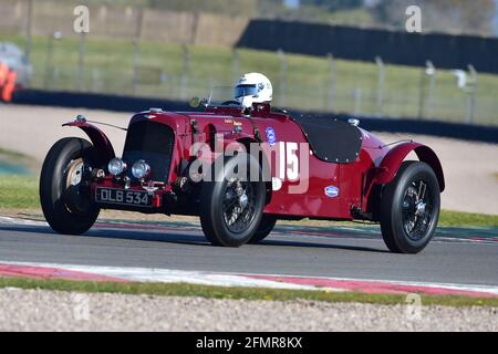 Robert Blakemore, Aston Martin Speed Model, The Mad Jack for Pre-war Sports Cars, Donington Historic Festival 2021, Donington Park, England, Mai 2021. Stockfoto