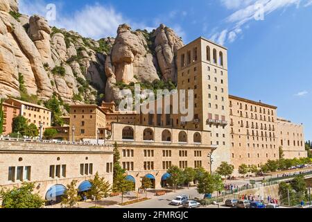 Übersicht über Kloster Santa Maria de Montserrat. Katalonien, Spanien. Stockfoto