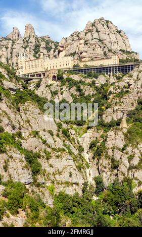 Übersicht über Kloster Santa Maria de Montserrat. Katalonien, Spanien. Stockfoto