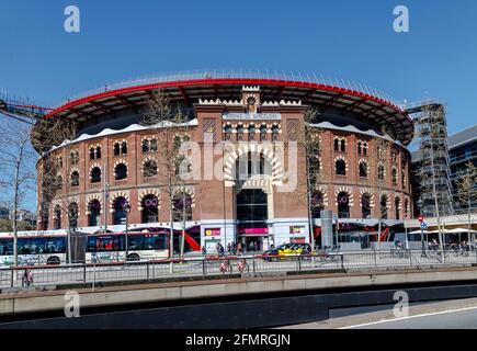 Barcelona, Spanien - 17. März 2017: Arenas de Barcelona die ehemalige Stierkampfarena der Arenas, die eine Stierkampfarena in Barcelona Spanien war. Stockfoto