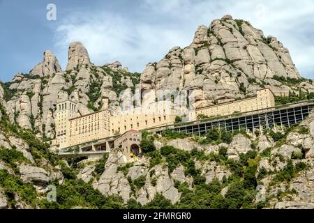Übersicht über Kloster Santa Maria de Montserrat. Katalonien, Spanien. Stockfoto