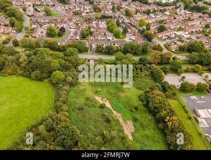 Luftaufnahme von Ipsley Meadows in Redditch während der Sperre 2020. Stockfoto