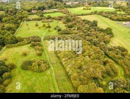 Luftaufnahme von Ipsley Meadows in Redditch während der Sperre 2020. Stockfoto